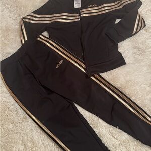 Adidas Kids Black and Gold Jogger Set